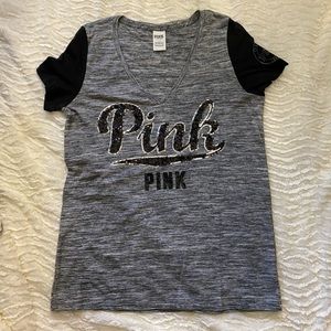 VS PINK SEQUIN SHORT SLEEVE